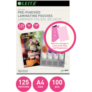 LEITZ Pochettes à plastifier A4 33878 brillant, 125my 100 pcs.