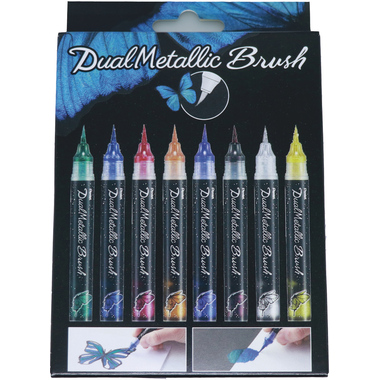PENTEL Brushpen Dual Metallic XGFH-8 ass. 8 pezzi