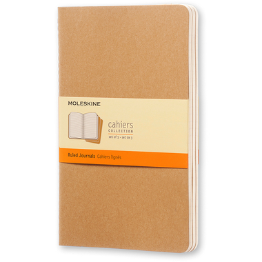 MOLESKINE Notizheft Cahier A5 704987 liniert, natur 3 Stück