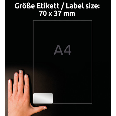 AVERY ZWECKFORM Typenschild Label 70x37mm L613320 silber 480 Stück/20 Blat