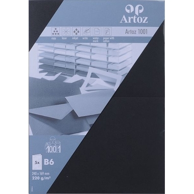 ARTOZ Cartes 1001 B6 107362262 220g, noir 5 feuilles