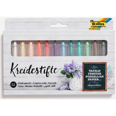 FOLIA Kit Crayons craie 371209 12 pcs., assorties
