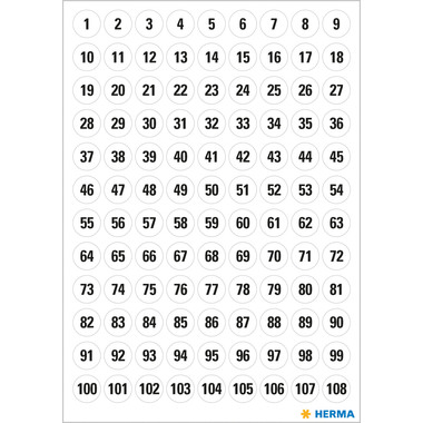 HERMA Etiquettes nombres 8mm 4128 1-540 5 pcs.