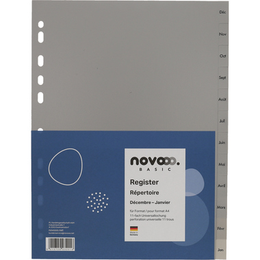 NOVOOO Répertoires PP A4 40954 gris Déc-Jan FR