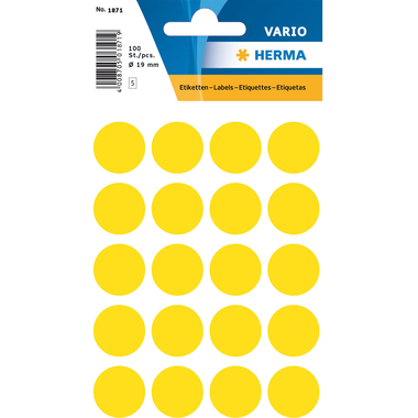 HERMA Markierungspunkte 19mm 1871 gelb 100 Stück