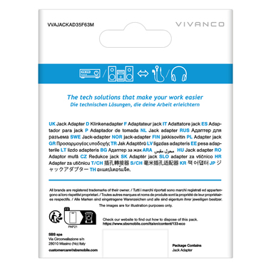 3.5mm to 6.3mm Female to Male Audio Adapter, Black | Vivanco