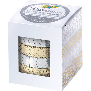 FOLIA Washi Tape Set 4 15mmx5m 29402 silber/gold 4 Stück
