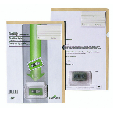 DURABLE Pochettes dictée A4 234716 avec poche p. cassette beige