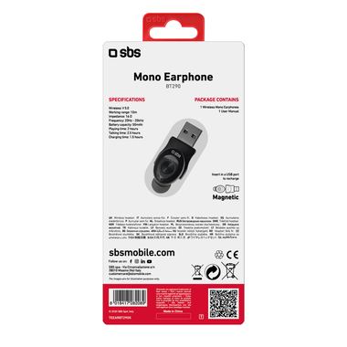 Mono wireless earphone with magnetic dock for charging