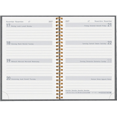 BIELLA Agenda Memento Natural 2027 858692270027U 1S/2P gris foncé 10.1x14.2cm