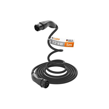 Lapp charging cable Helix for electric car Type 2, 22 kW, 5 m, Black