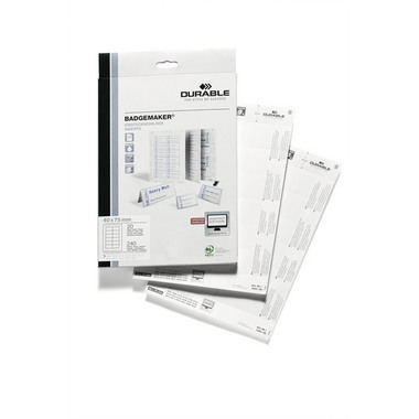 DURABLE Etiketten Badgemaker 145302 weiss, 75x40mm 20Bl./12Stk.