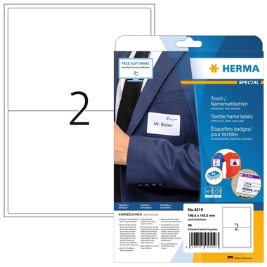 HERMA EtikettenSPECIAL 199.6x143.5mm 4519 weiss,non-perm. 40 St./20 Bl.