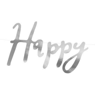 PARTYDECO Ghirlanda Happy Birthday 62cm GRL75-018M Argento