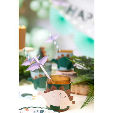 PARTYDECO Braccialetti per bicchieri NKP2 Dinosauro 6 pezzi