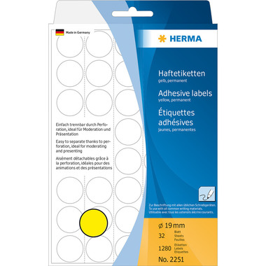 HERMA Marcatori 19mm 2251 giallo 1280 pz.