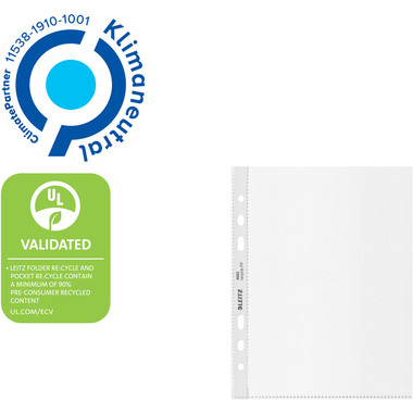 LEITZ Zeigetaschen PP Recycle A5 4002-00-03 transparent, 100my 25 Stück