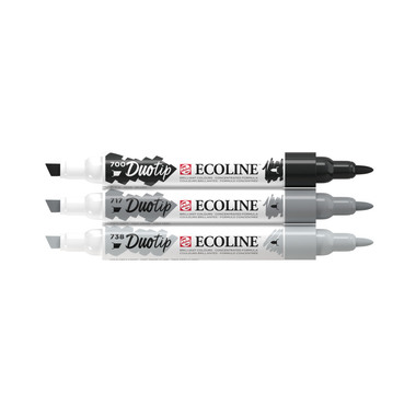 TALENS Ecoline Duotip Set 11609902 nero-griggio 3 pezzi
