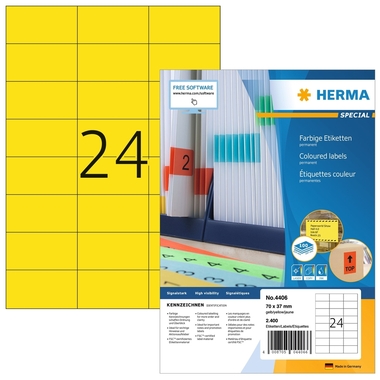 HERMA Étiquettes SPECIAL 70x37mm 4406 jaune,perm. 2400pcs./100flls.