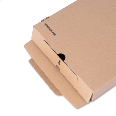 Flat packaging with tuck-in flap in brown 171x46x240mm