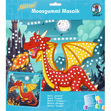 URSUS Moosgummi Mosaik 8420016 Glitter Drache 25x25cm