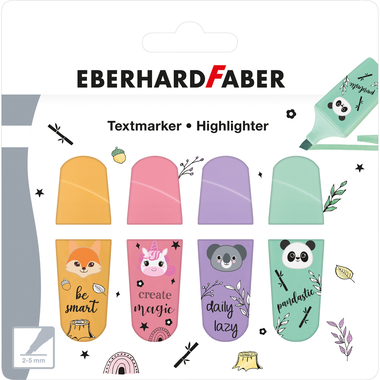 EBERHARD FABER Surligneur Mini 2-5mm 551415 Animal 4 pièces