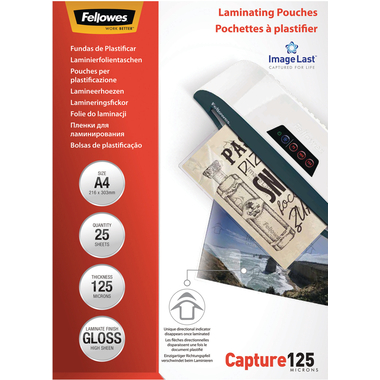 FELLOWES Laminiertasche A4 5396301 glanz, 125my 25 Stk