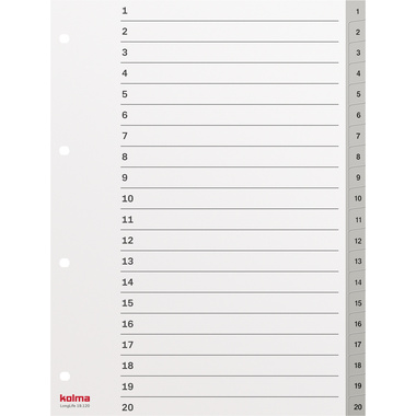 KOLMA Register LongLife A4 19.120.03 grau 1-20