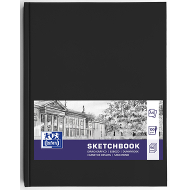 OXFORD Skizzenbuch A4 400152623 schwarz, blanco, 100g 96 Blatt