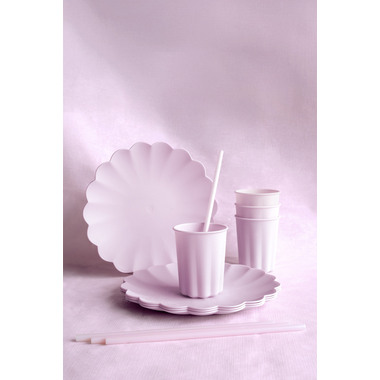 PARTYDECO Teller Rüsche 22cm TPL1-014 lila 4 Stück