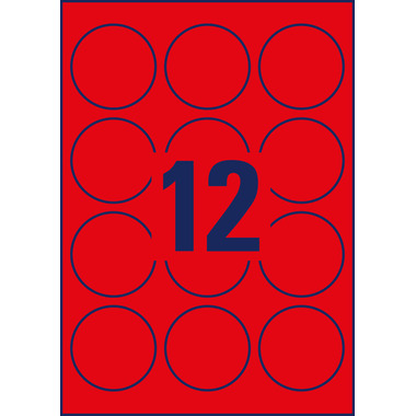 AVERY ZWECKFORM Etiketten 63,5mm L7670R-25 rot 300 Stück