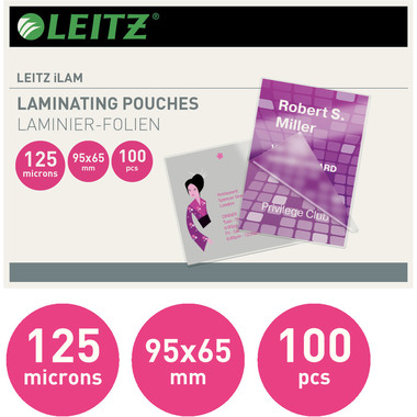 LEITZ Laminiertasche 65x95mm 33812 glanz, 125my 100 Stk