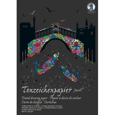 URSUS Tonzeichen-Block A3 2164099SE 130g, pastell 10 Blatt
