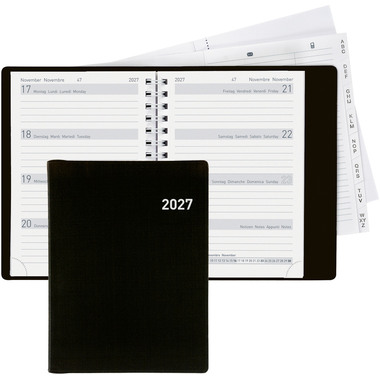 BIELLA Agenda Memento Wire-O 2027 858673020027U 1S/2P nero ML 10.1x14.2cm