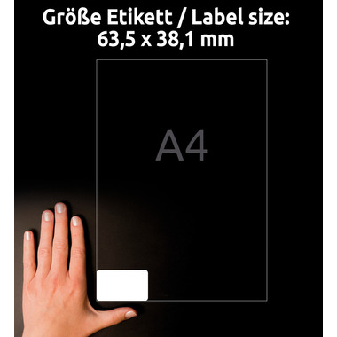 AVERY ZWECKFORM Adressetiketten 63,5x38,1mm J8160-25 weiss 525 Stück