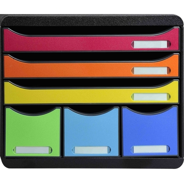EXACOMPTA Schubladenbox Store-Box Maxi 306798D schwarz/Regenbogen, 6 Schubl.