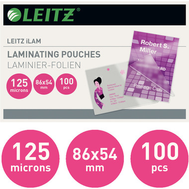 LEITZ Pochettes à plastifier 54x86 33810 brillant, 125my 100 pcs.