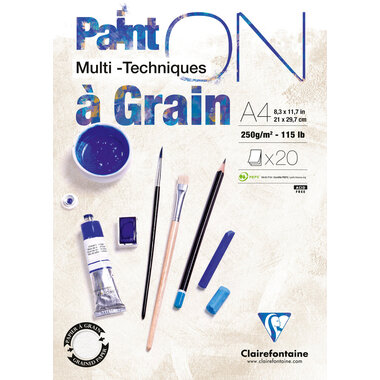 CLAIREFONTAINE Paint'On gekörnt A4 975049C Weiss 20 Blatt