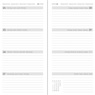 SIMPLEX Agenda Simply Flex 2026 6950J1.26 1S/2P noir ML 8.7x15.3cm