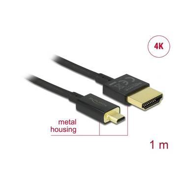 Delock Câble 4K 60Hz HDMI - Micro HDMI (HDMI-D), 1 m, Noir