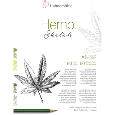 HAHNEMÜHLE Skizzenblock Hemp Sketch A5 10625450 weiss, 80g 80 Blatt