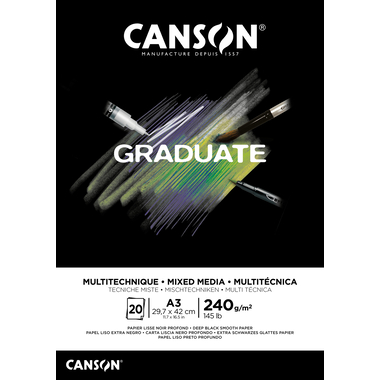 CANSON Graduate Mixed Media A3 31250P018 20 Blatt, schwarz, 240g