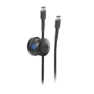Anti-tangle USB-C to USB-C cable with magnetic holder