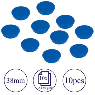 FRANKEN Magnete 38mm HM38 03 blau 10 Stück