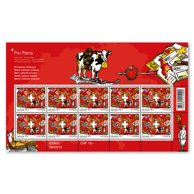 Briefmarken CHF 1.20+0.60 «Immateriell», Kleinbogen mit 10 Marken
