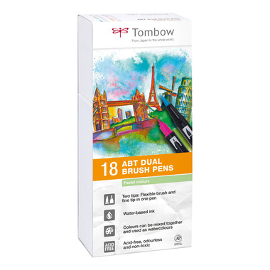 TOMBOW ABT Dual Brush Pen ABT-18P-5 18er Set Pastelltöne