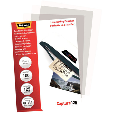 FELLOWES Laminiertasche 65x95mm 5306702 glanz, 125my 100 Stk