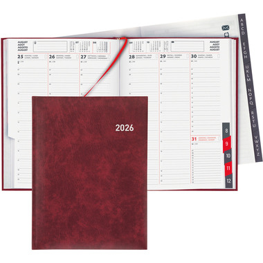 BIELLA Agenda Orario 2026 809301470026U 1S/2P rouge vin ML 17.8x23.5cm