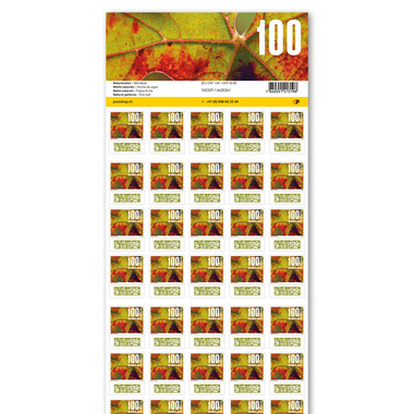 Briefmarken CHF 1.00 «Weinblatt», Bogen mit 50 Marken Bogen «Naturmuster», selbstklebend, ungestempelt