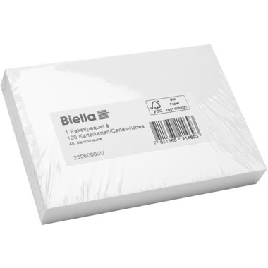 BIELLA Karteikarten blanko A6 23060000U weiss 100 Stück